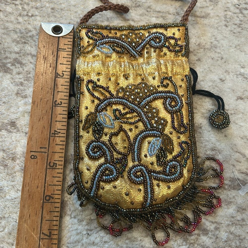 Embroidered Beaded Drawstring Pouch - image 6